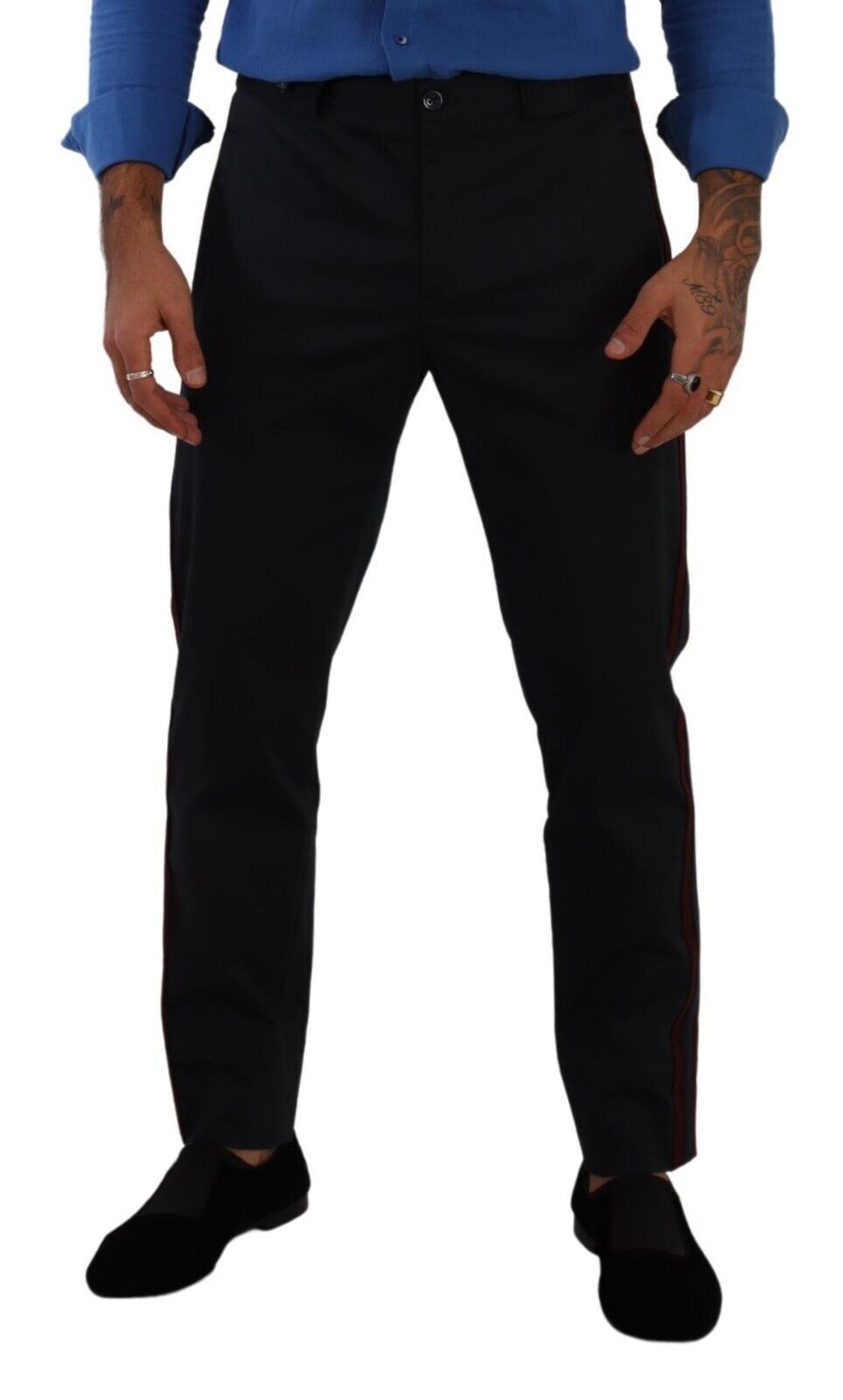 Dolce & Gabbana Bordeaux Blue Cotton Skinny Chino Pants