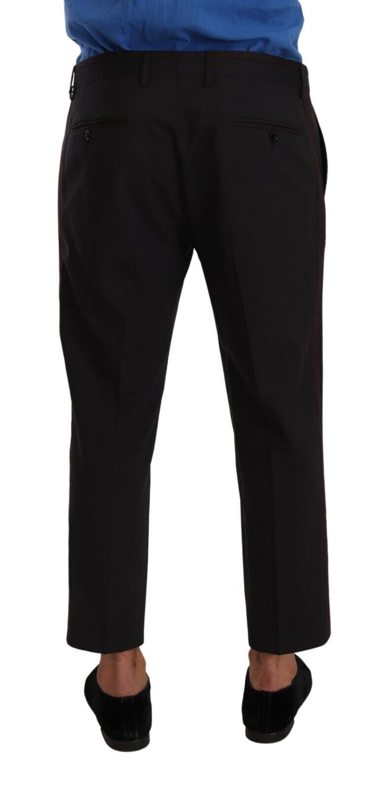 Dolce & Gabbana Gray Burgundy Wool Dress Pants