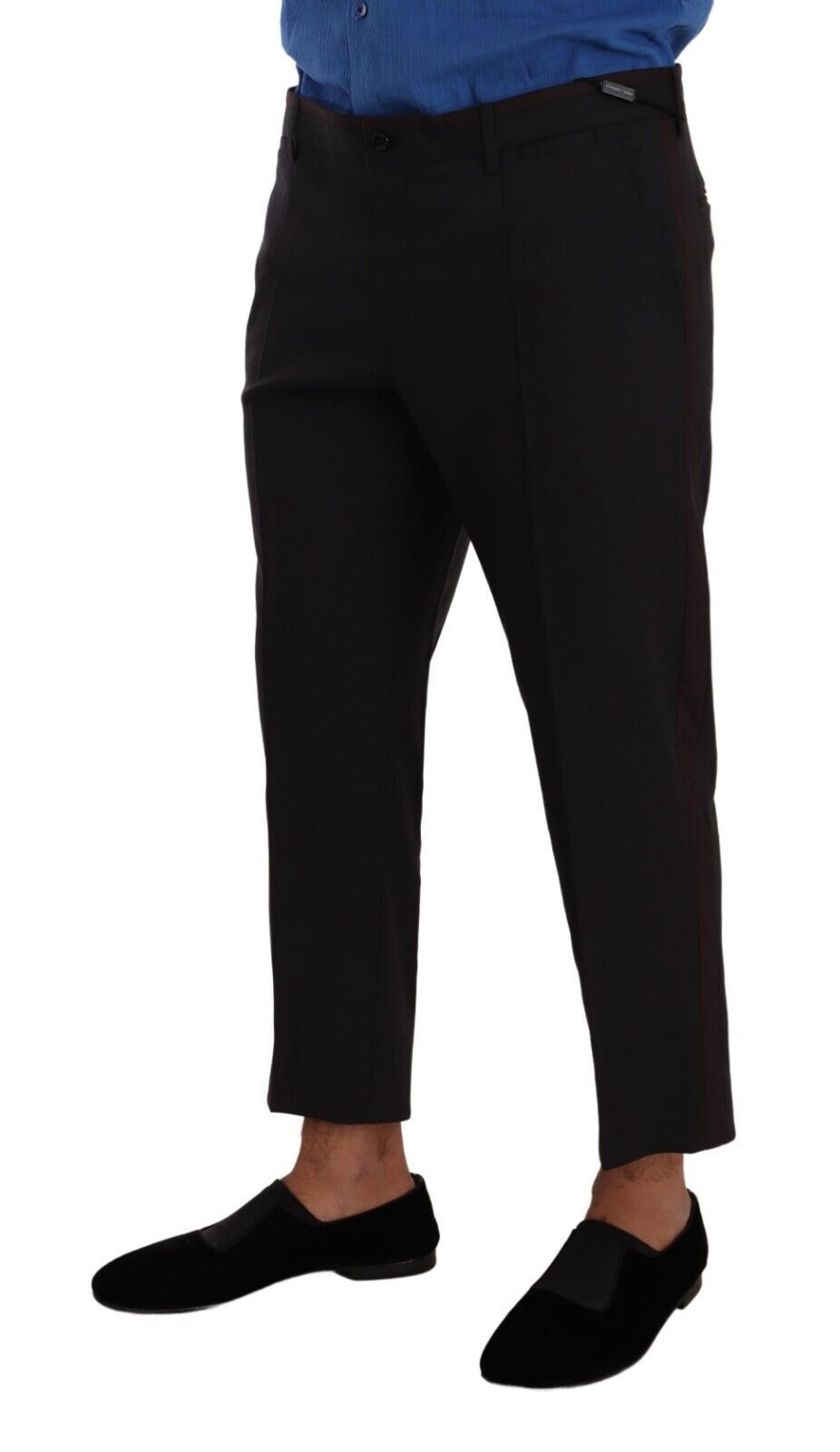 Dolce & Gabbana Gray Burgundy Wool Dress Pants