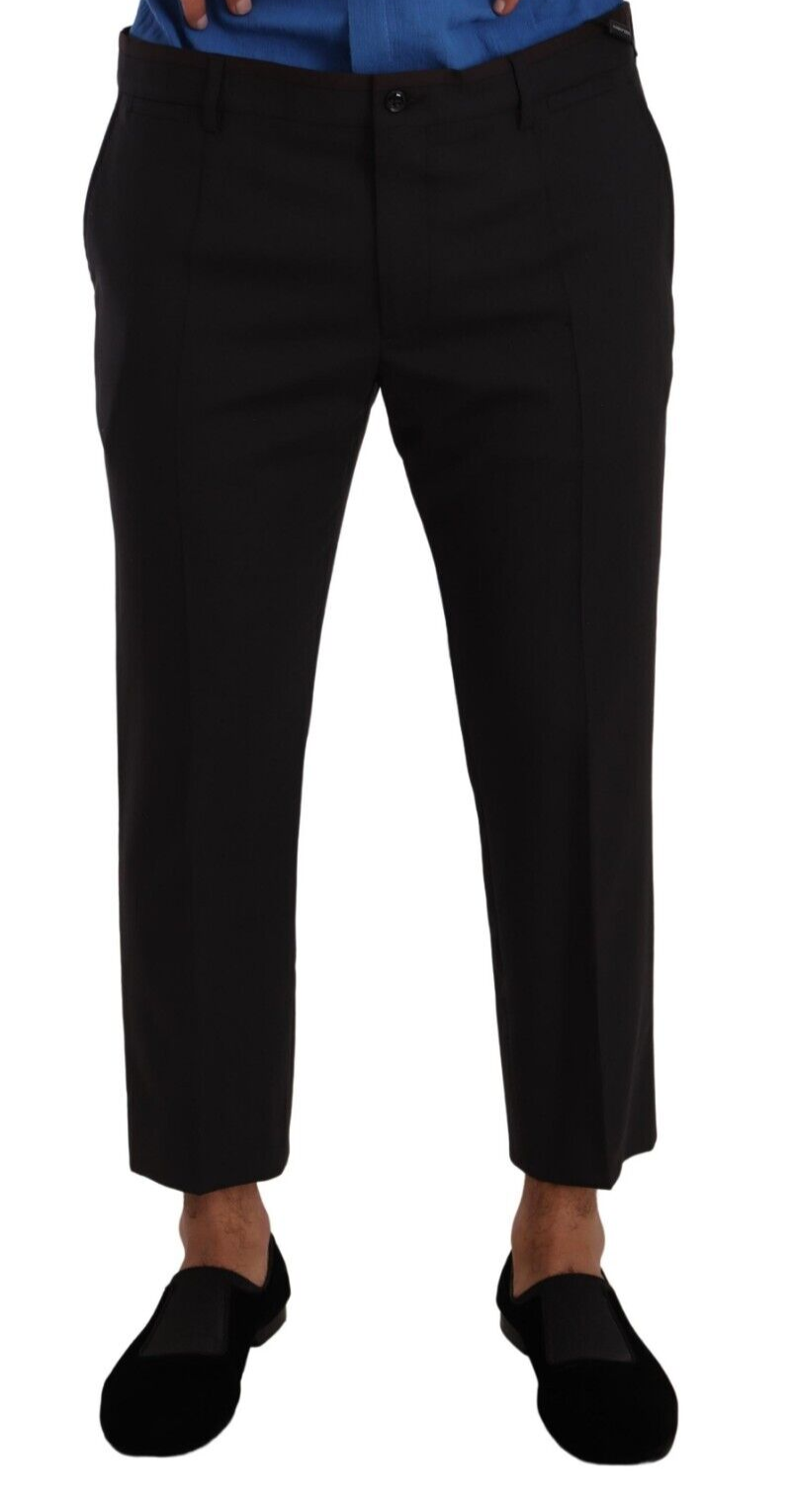 Dolce & Gabbana Gray Burgundy Wool Dress Pants