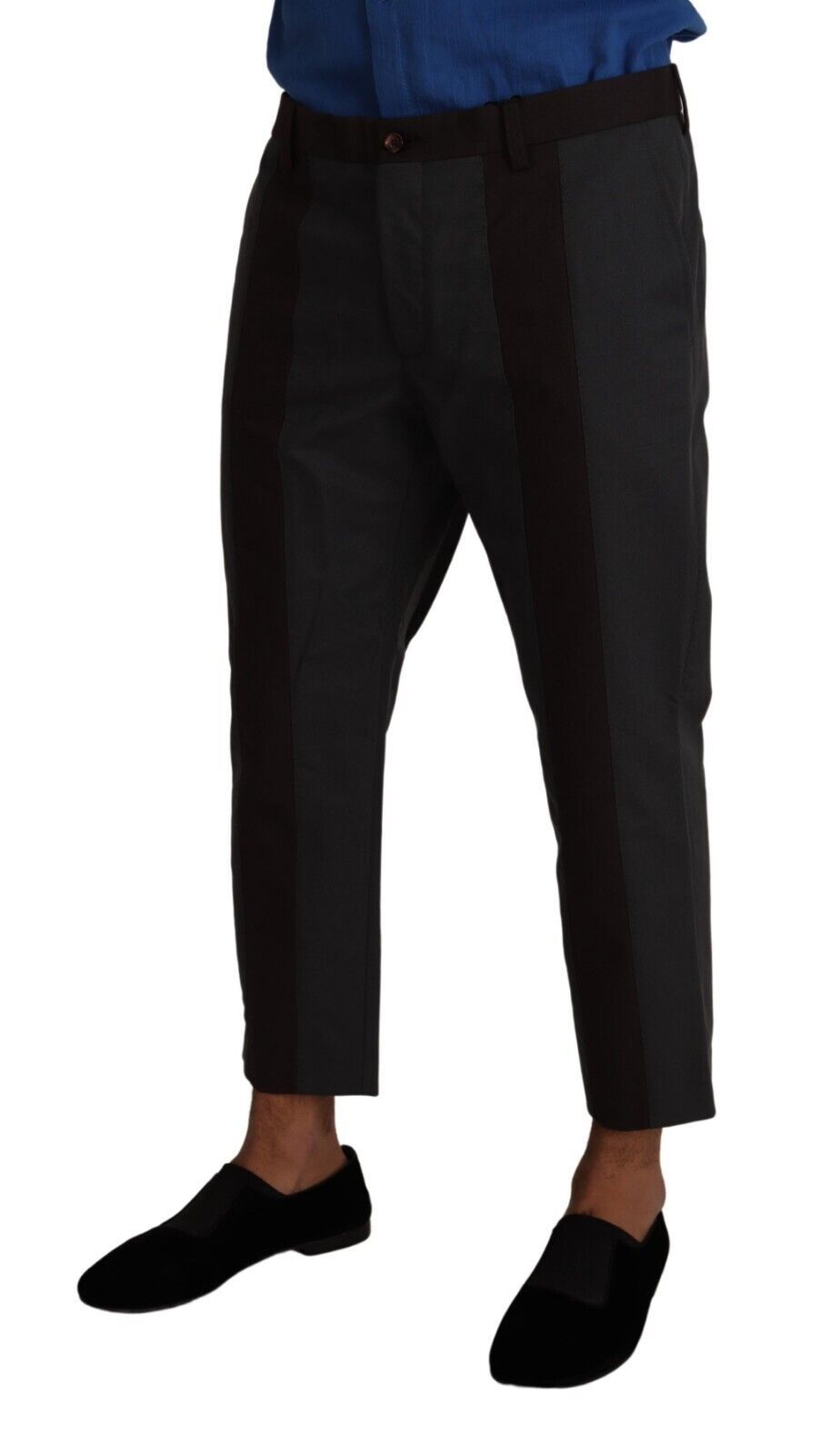 Dolce & Gabbana Grau Bordeaux gestreifte Cropped-Hose