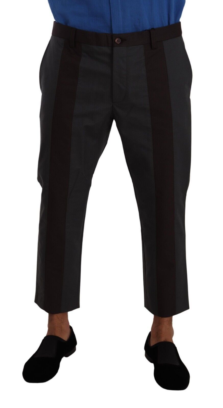 Dolce & Gabbana Grau Bordeaux gestreifte Cropped-Hose