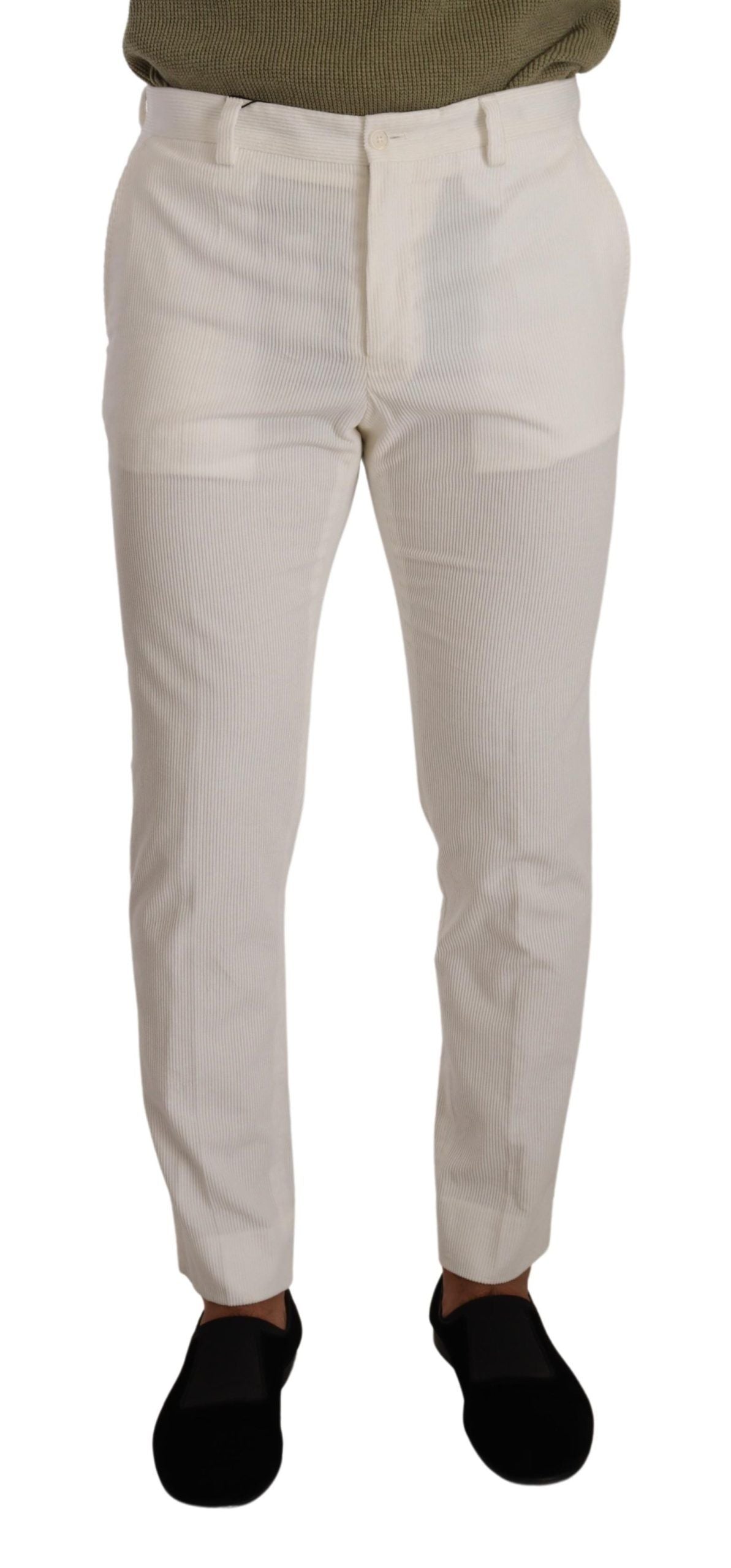 Dolce & Gabbana Weiße Skinny-Cord-Hose aus Baumwolle
