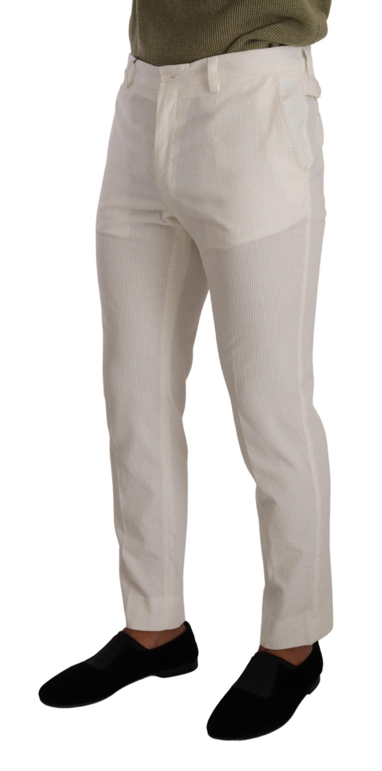 Dolce & Gabbana Weiße Skinny-Cord-Hose aus Baumwolle