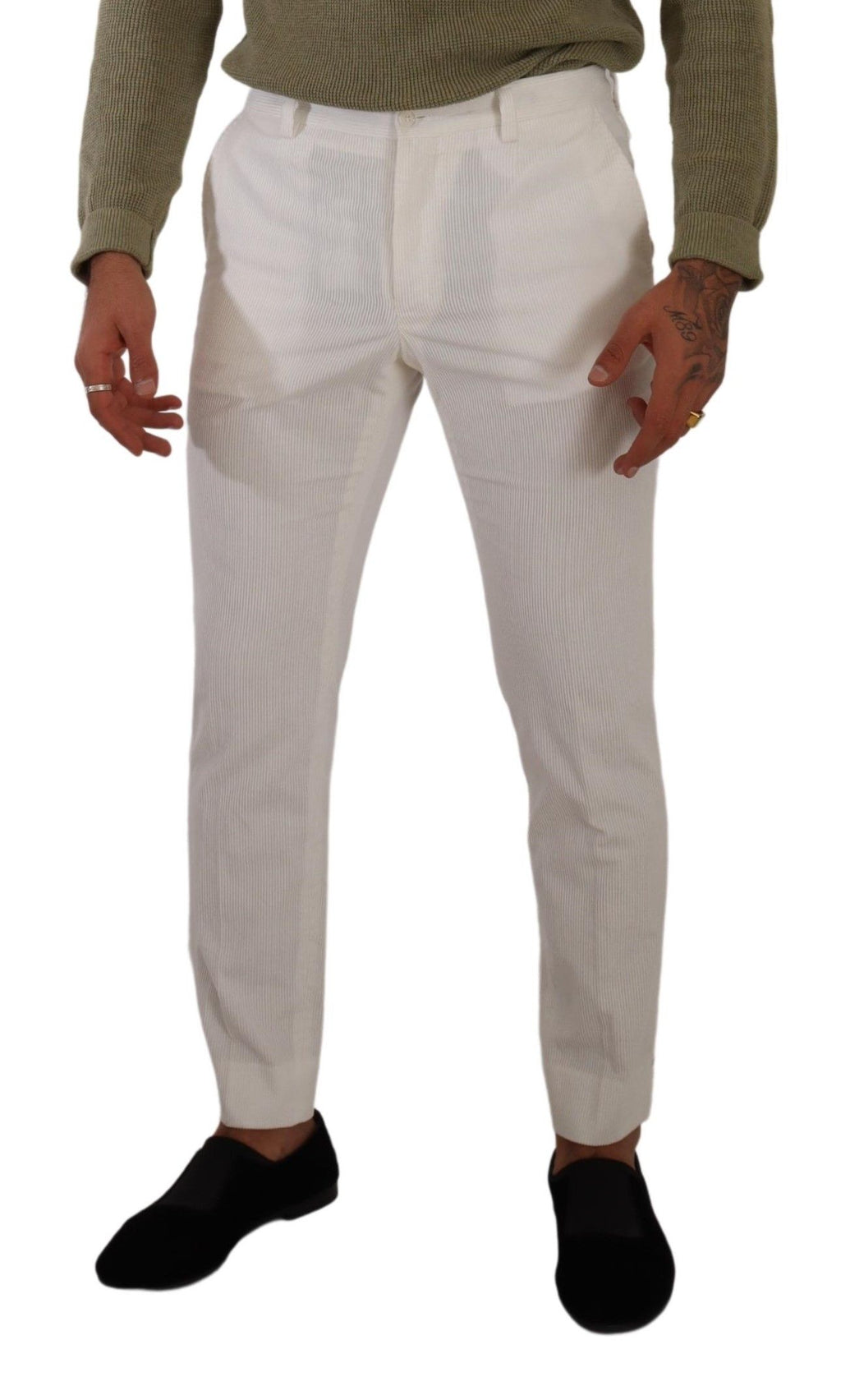 Dolce & Gabbana Weiße Skinny-Cord-Hose aus Baumwolle