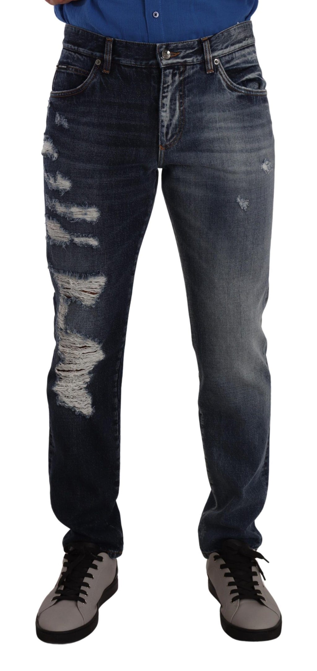 Dolce & Gabbana Blue Cotton Denim Regular Jeans