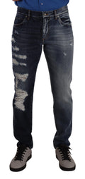 Dolce & Gabbana Blue Cotton Denim Regular Jeans