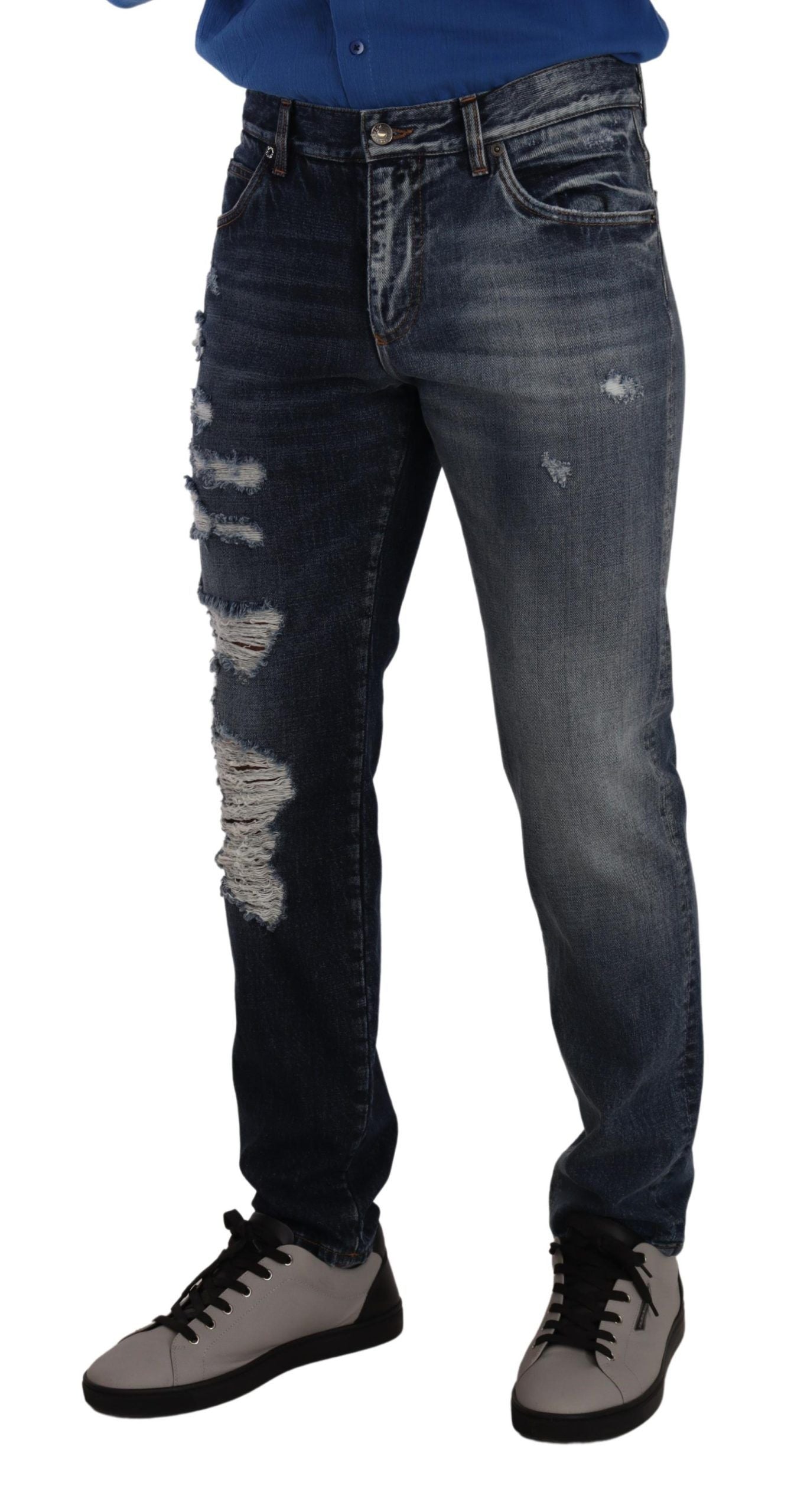 Dolce & Gabbana Blue Cotton Denim Regular Jeans