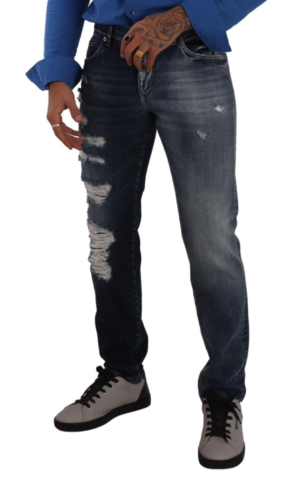 Dolce & Gabbana Blue Cotton Denim Regular Jeans