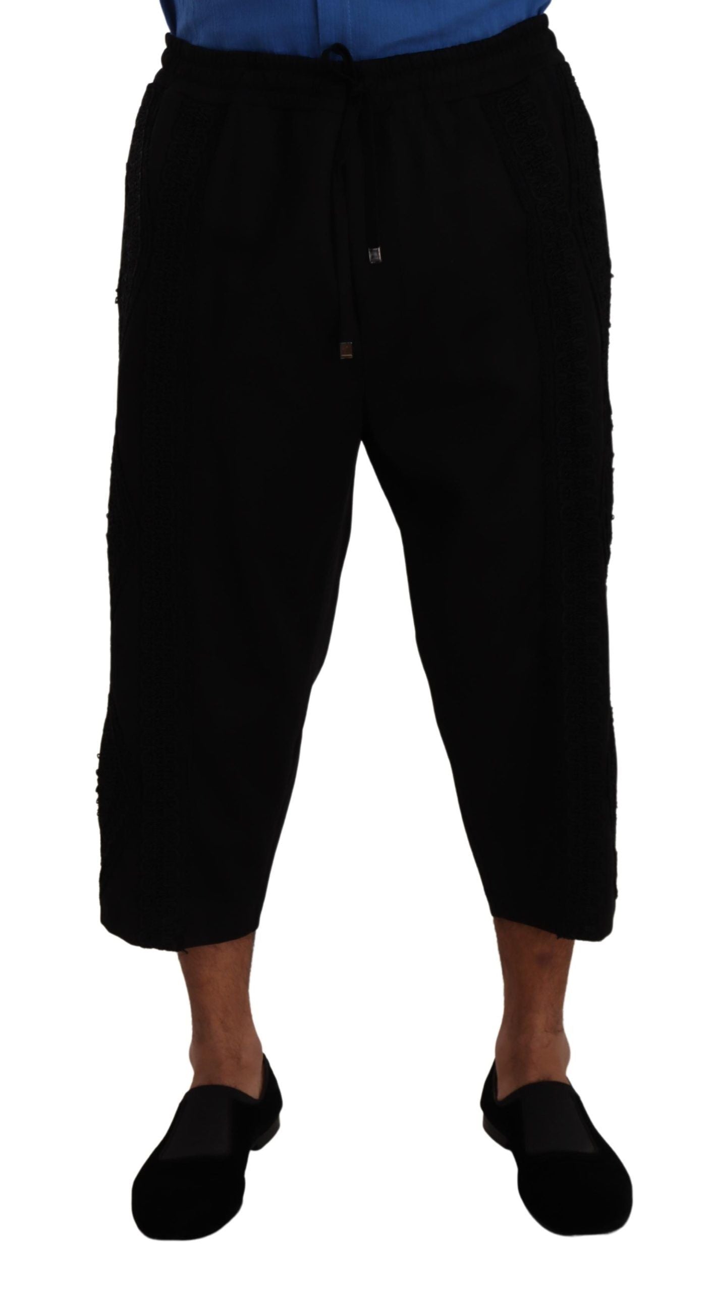 Dolce & Gabbana Black Cotton Bullfighter Sweatpants Shorts Trousers