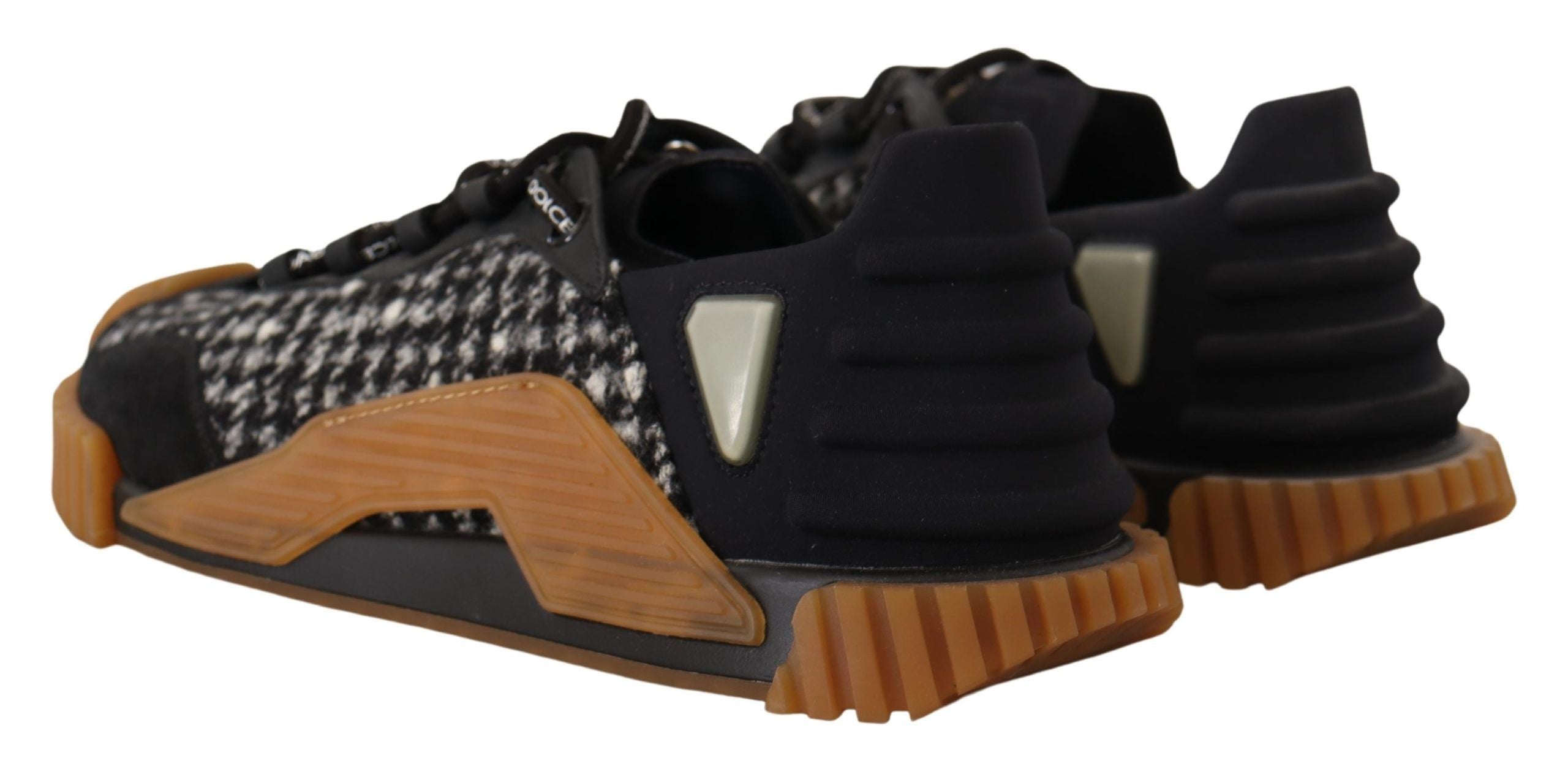 Dolce & Gabbana Schwarz Weiß Stoff Lace Up NS1 Turnschuhe