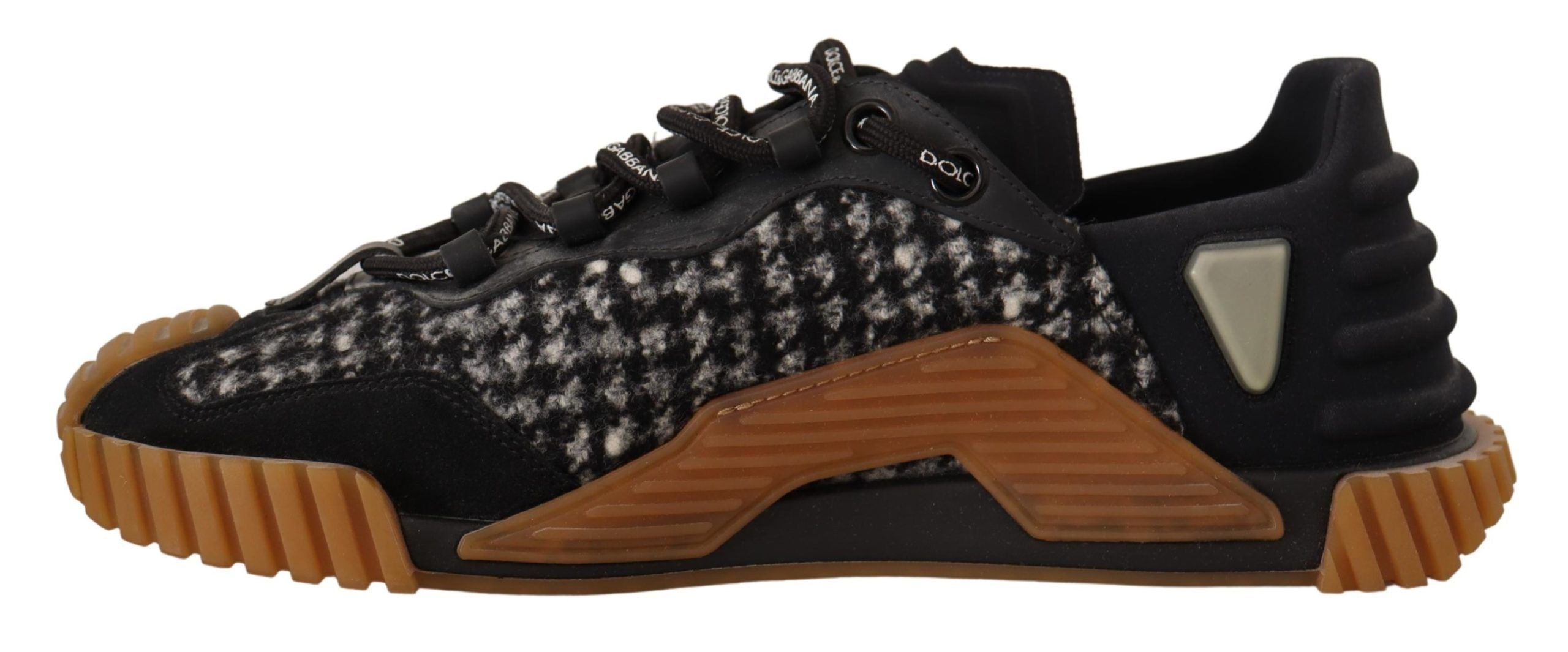 Dolce & Gabbana Schwarz Weiß Stoff Lace Up NS1 Turnschuhe