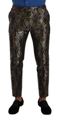 Dolce & Gabbana Silber Gold Jacquard Männer Hose Kleid Hose