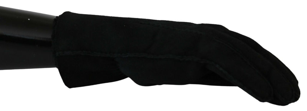 Dolce & Gabbana Black Leather Motorcycle Biker Gauntlet Gloves