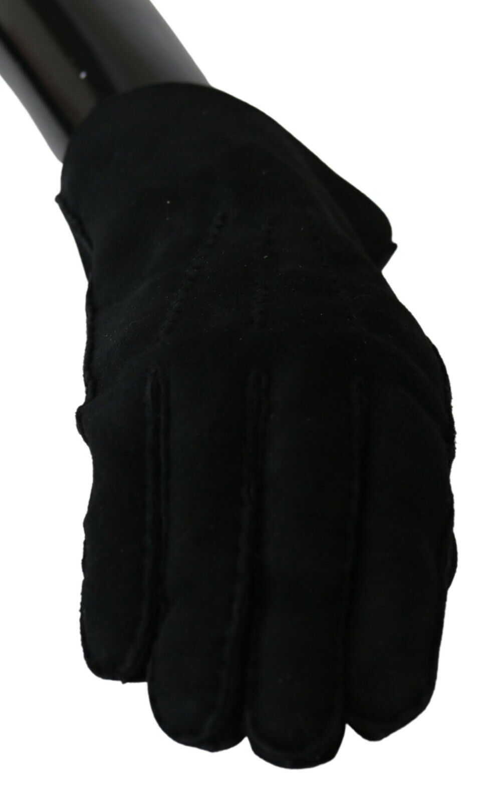 Dolce & Gabbana Black Leather Motorcycle Biker Gauntlet Gloves