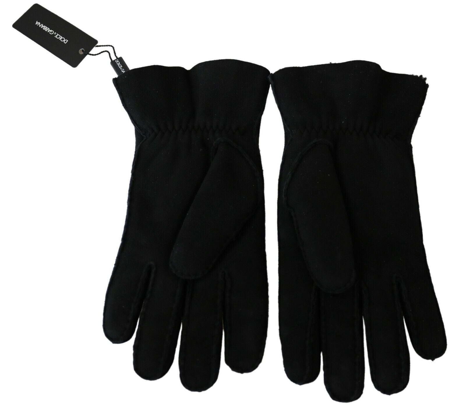 Dolce & Gabbana Black Leather Motorcycle Biker Gauntlet Gloves