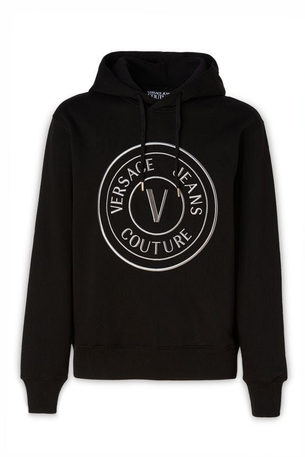Versace Jeans Beautiful Black Cotton Hooded Sweatshirt