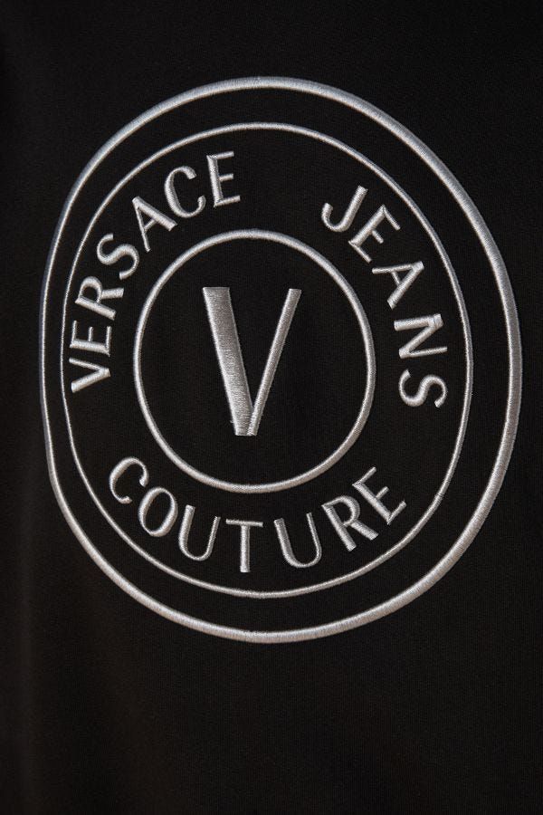 Versace Jeans Beautiful Black Cotton Hooded Sweatshirt