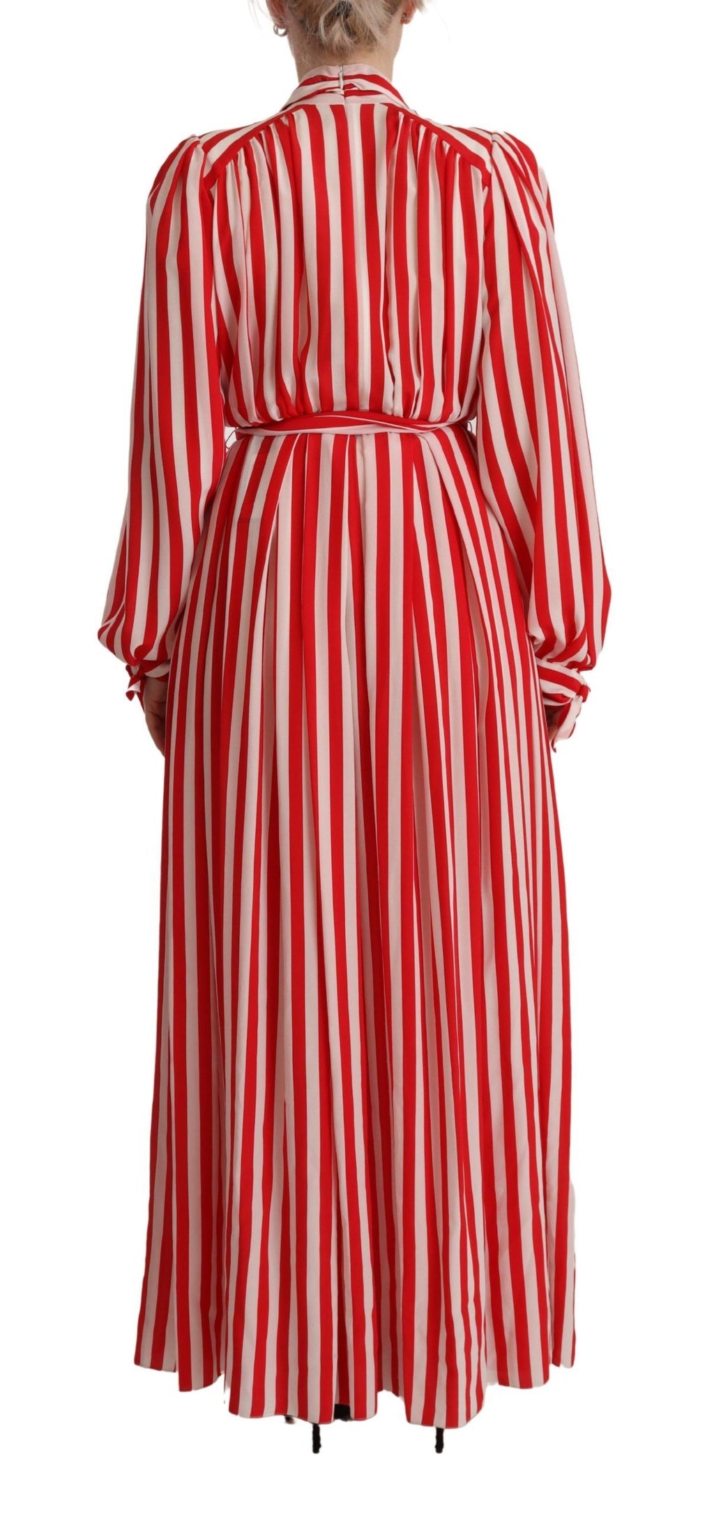 Dolce & Gabbana White and Red A-Line Silk Sheath Dress