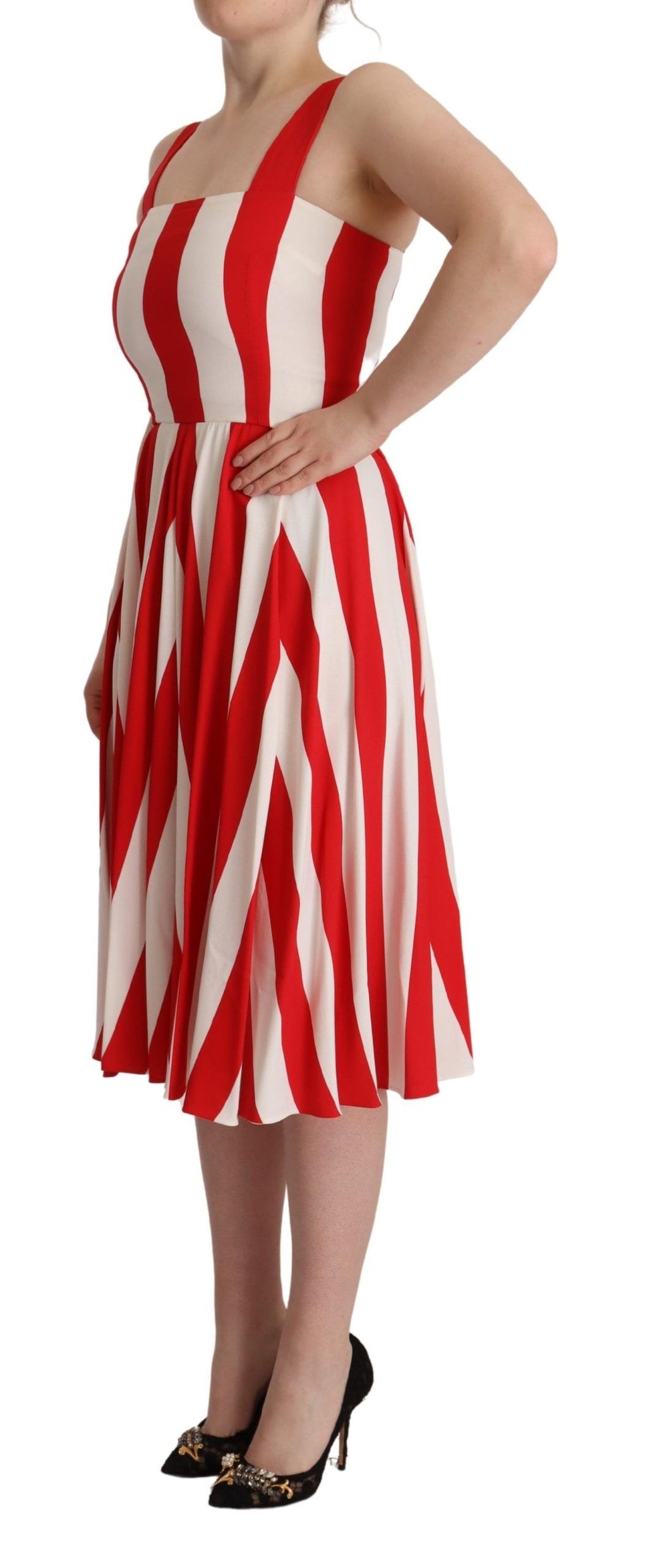 Dolce & Gabbana White Red Stretch A-Line Shift Dress