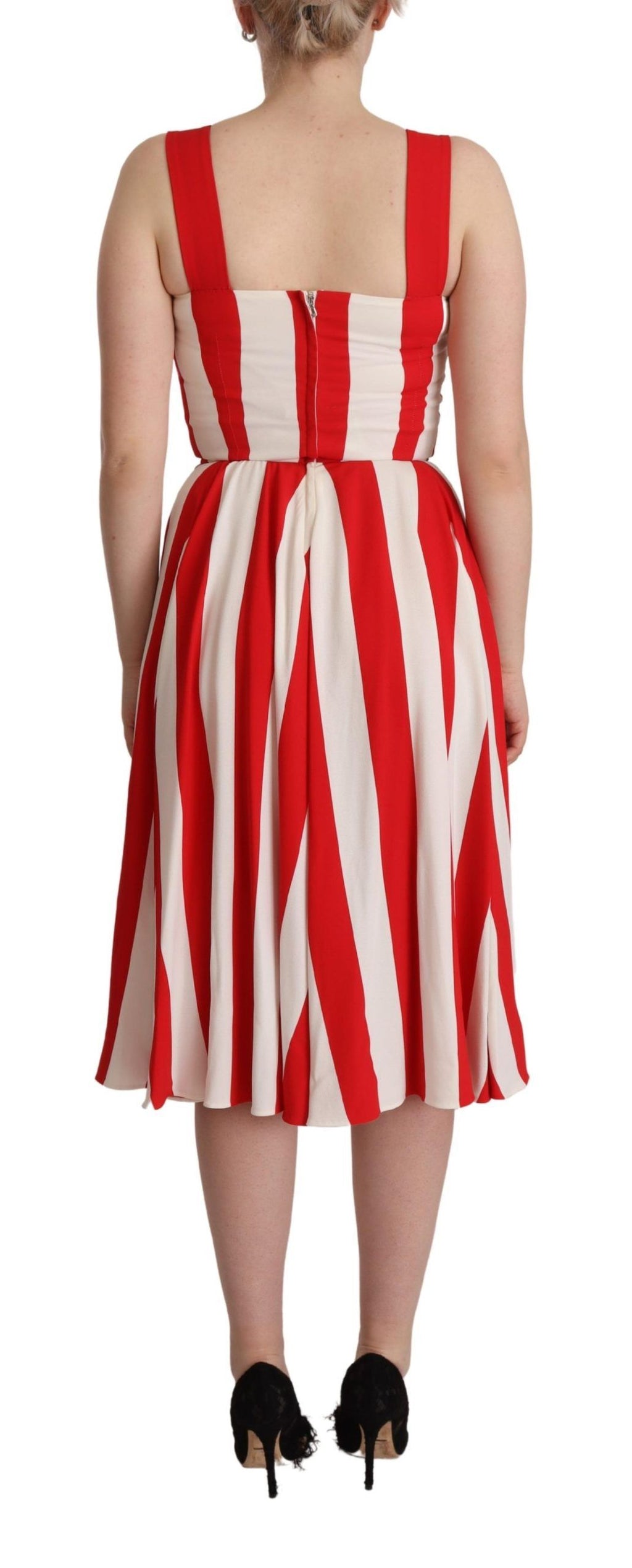 Dolce & Gabbana White Red Stretch A-Line Shift Dress