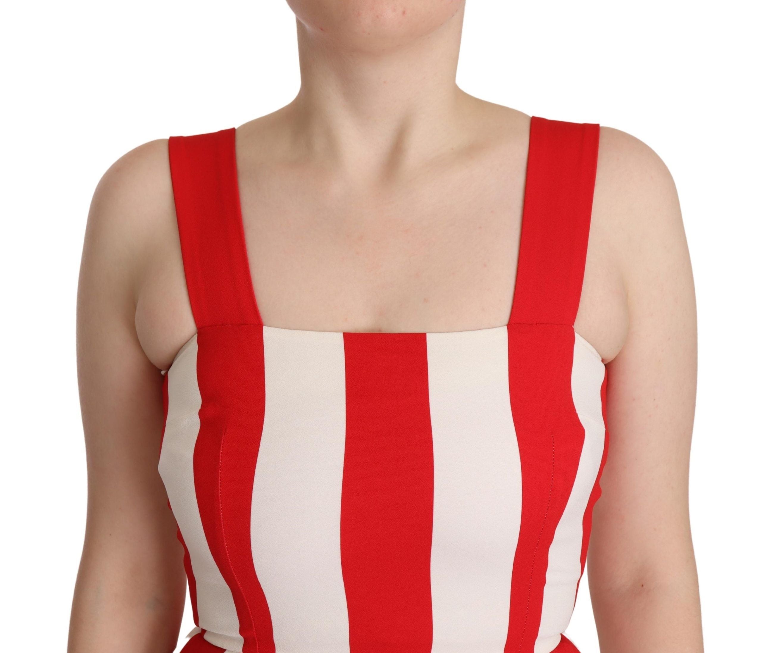 Dolce & Gabbana White Red Stretch A-Line Shift Dress