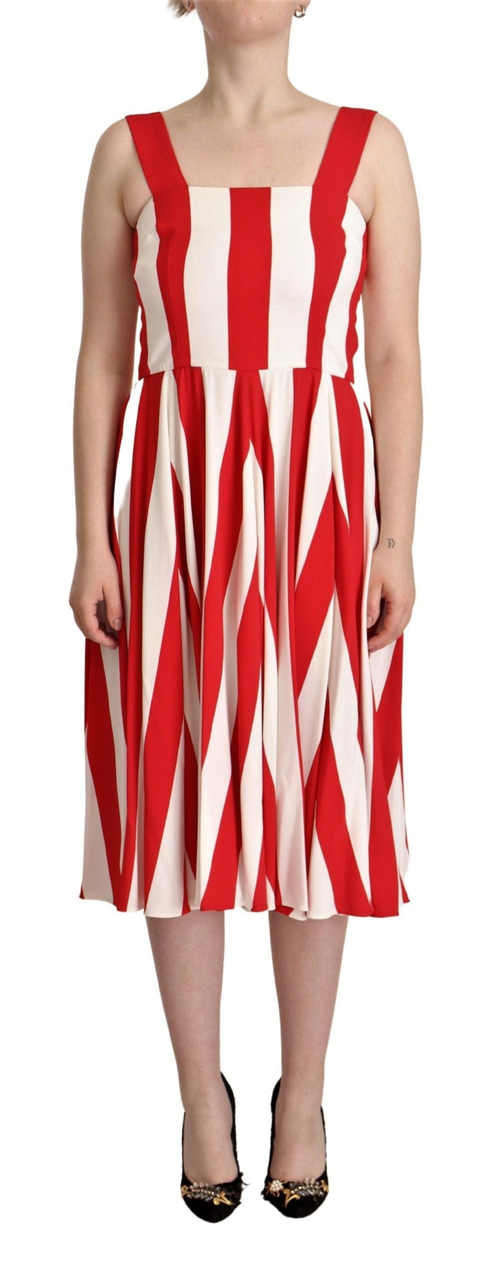 Dolce & Gabbana White Red Stretch A-Line Shift Dress