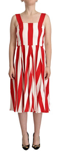 Dolce & Gabbana White Red Stretch A-Line Shift Dress