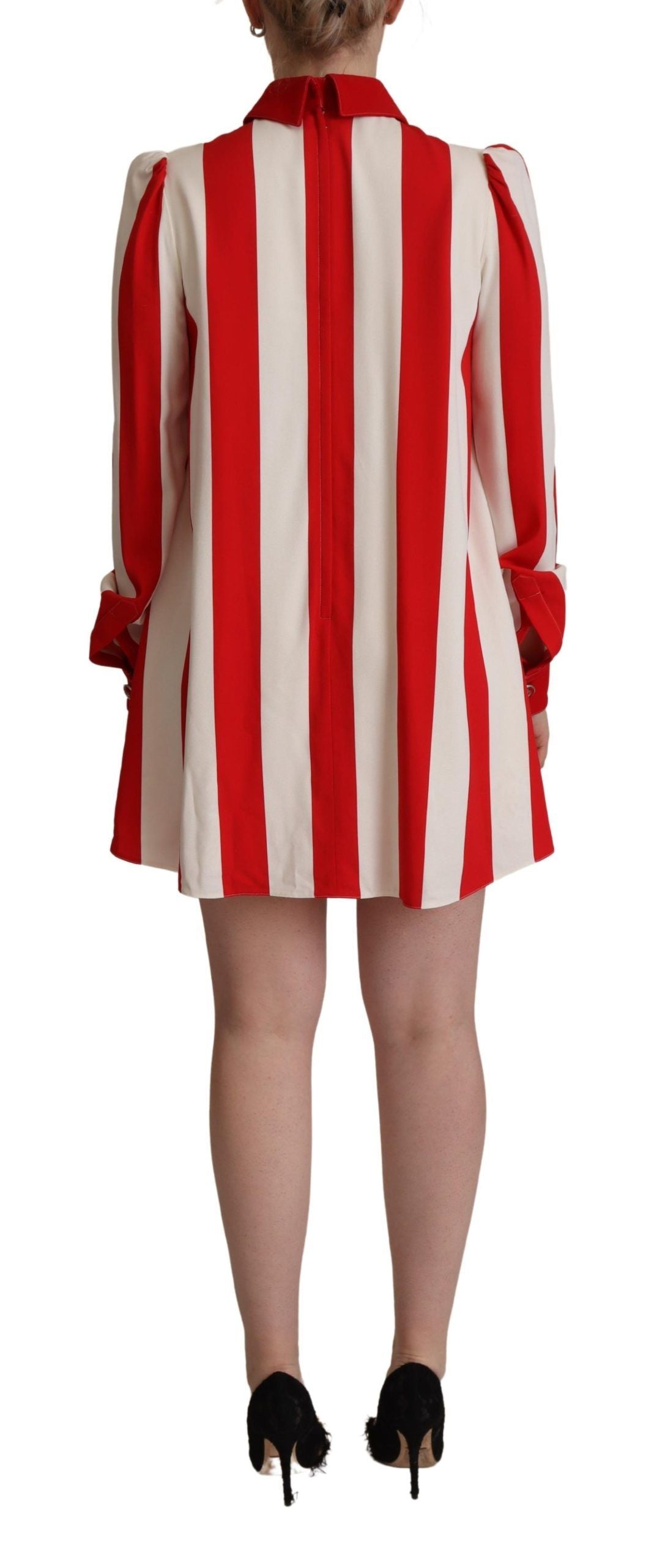Dolce & Gabbana Weißes Rotes Stretch-Mini-Hemdchen-Kleid