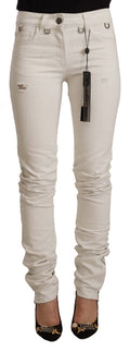 Karl Lagerfeld White Slim Fit Mid-Rise Cotton Denim Jeans
