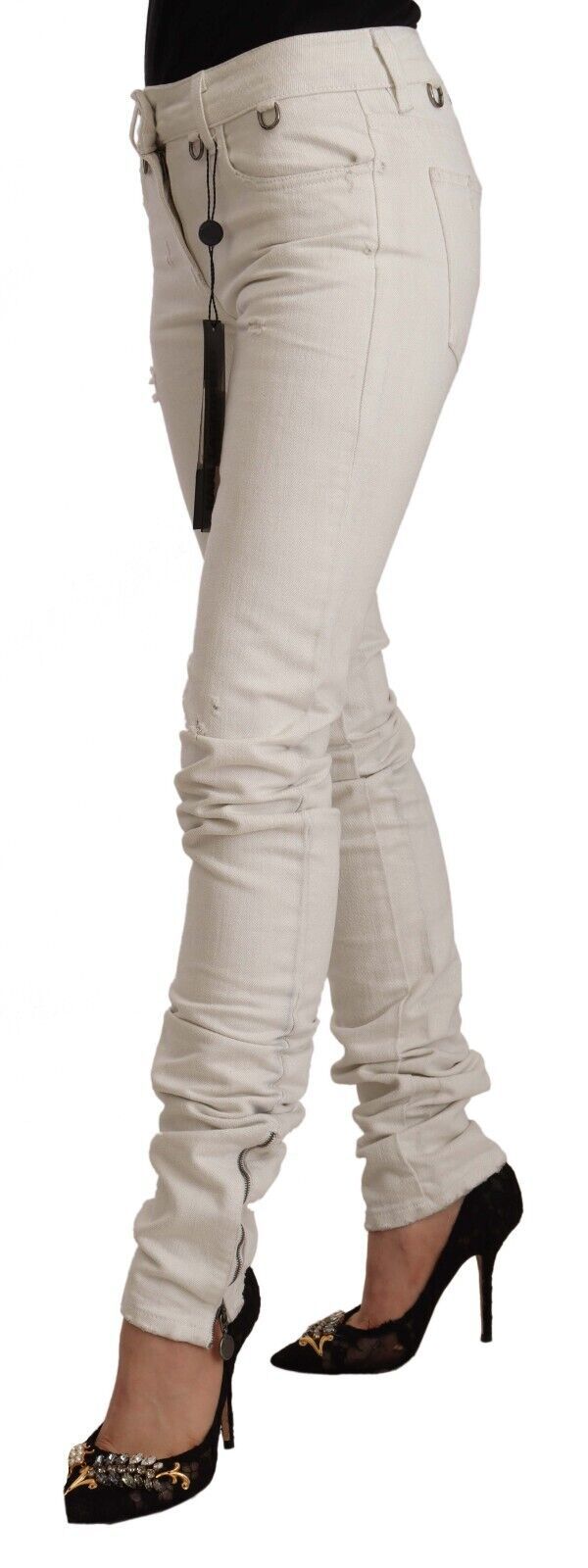 Karl Lagerfeld White Slim Fit Mid-Rise Cotton Denim Jeans