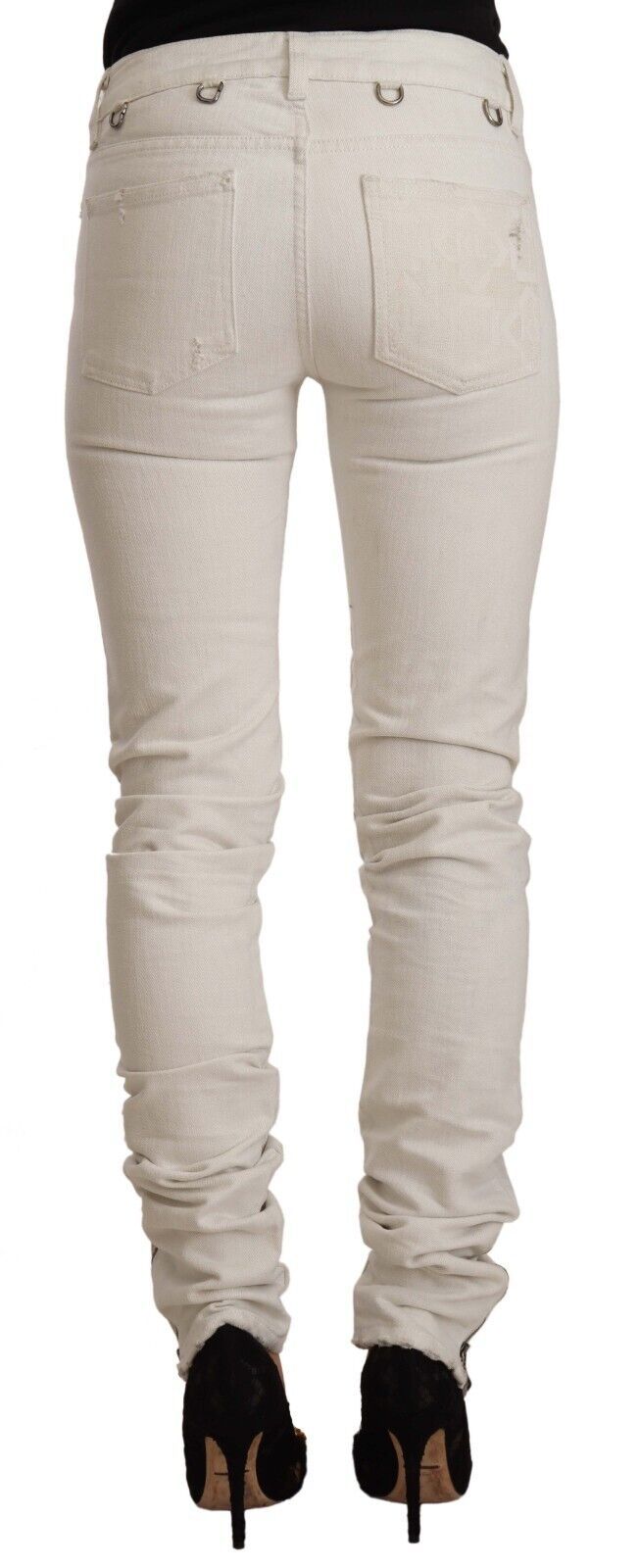Karl Lagerfeld White Slim Fit Mid-Rise Cotton Denim Jeans
