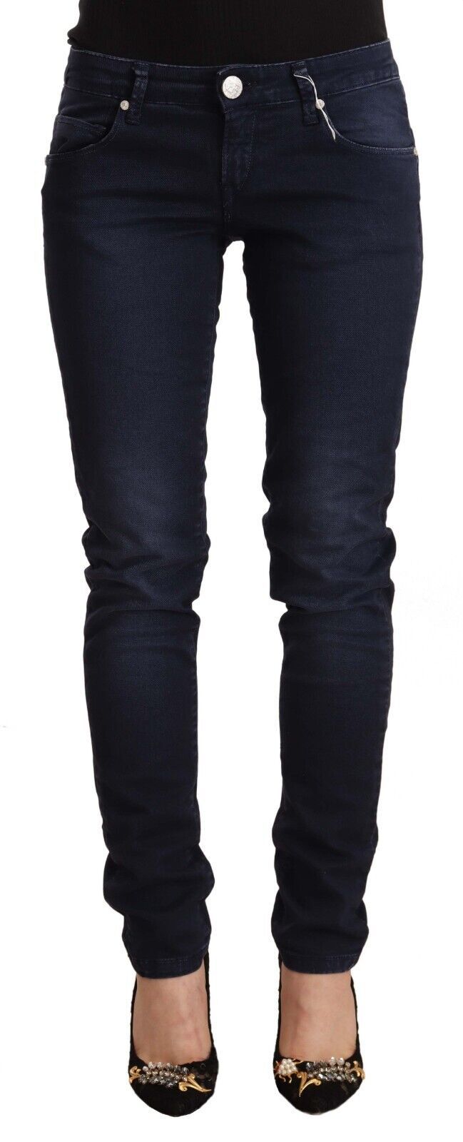 Eight blue washed low-rise slim-fit cotton jeans