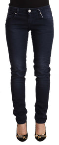 Eight blue washed low-rise slim-fit cotton jeans