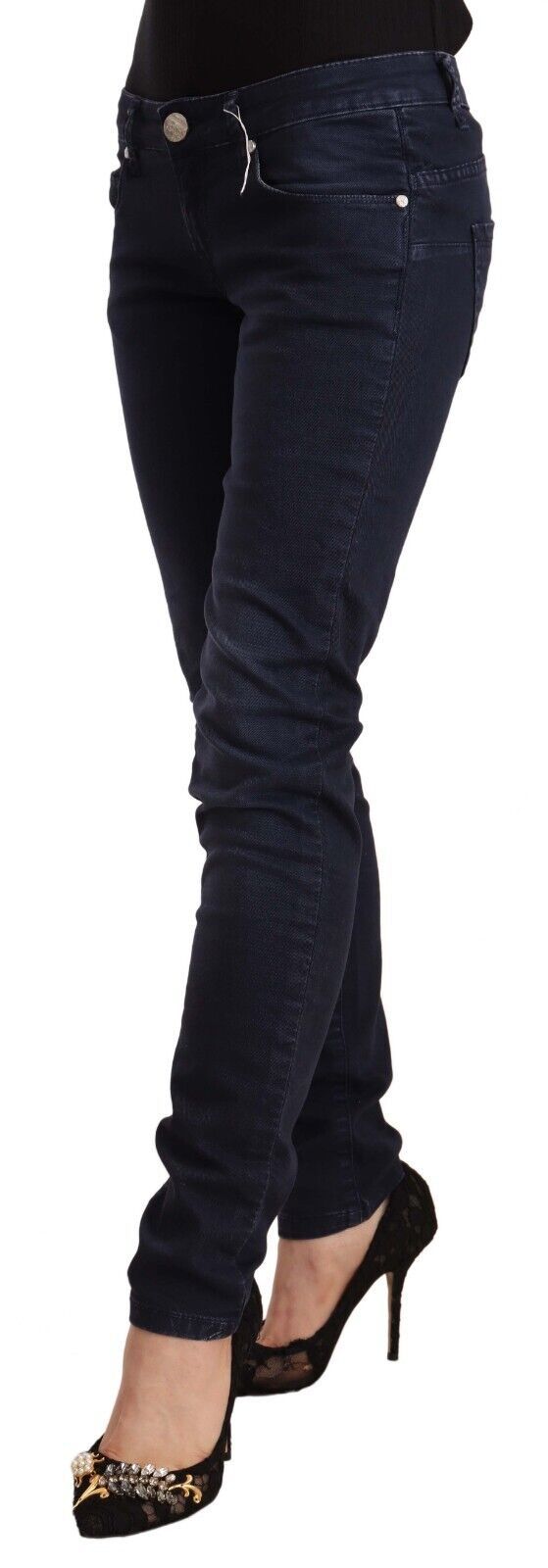 Eight blue washed low-rise slim-fit cotton jeans