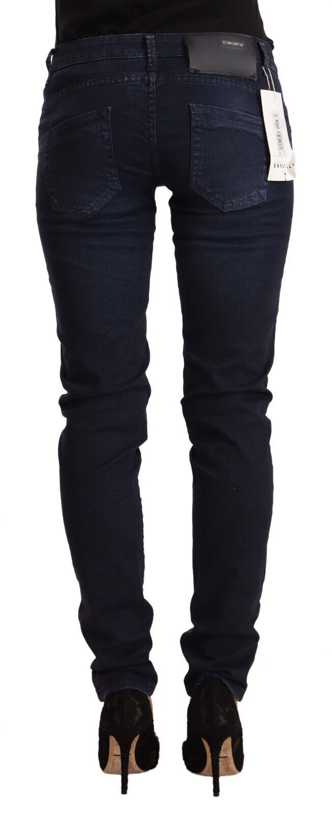 Eight blue washed low-rise slim-fit cotton jeans