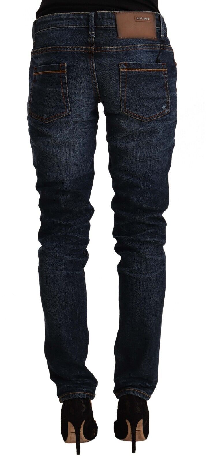 Eight Blue Washed Cotton Mid-Rise Skinny Denim Jeans