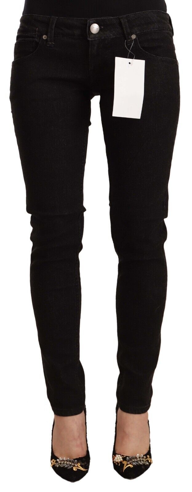 Eight Black Low-Rise Cotton Skinny Denim Jeans