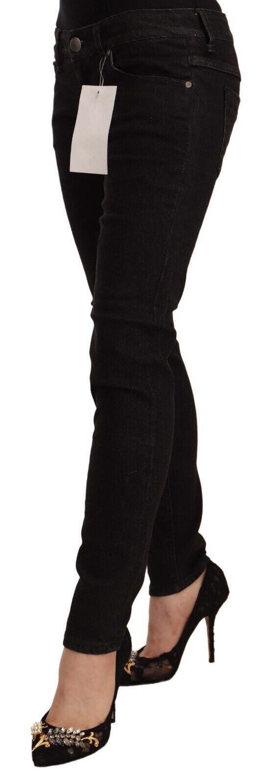 Eight Black Low-Rise Cotton Skinny Denim Jeans