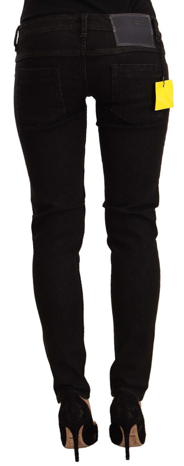Eight Black Low-Rise Cotton Skinny Denim Jeans