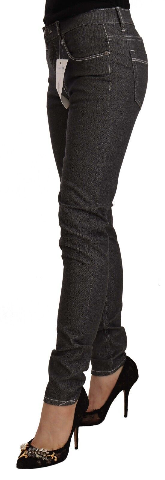 Eight Black Low Rise Skinny Fit Skinny Denim Jeans