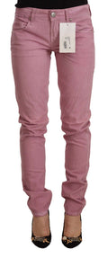 Acht Rosa Baumwolle Slim Fit Damen Denim Skinny Jeans