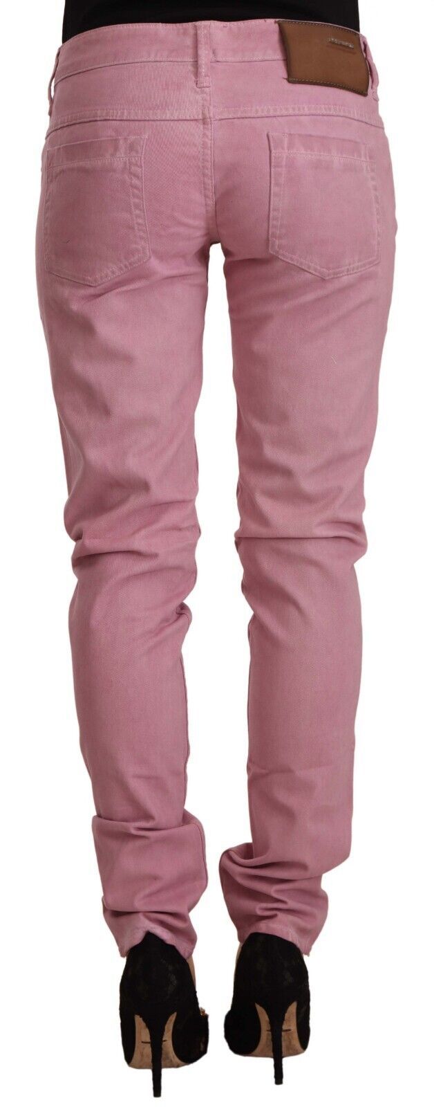 Acht Rosa Baumwolle Slim Fit Damen Denim Skinny Jeans