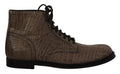 Dolce & Gabbana Graue Derby-Stiefel aus Krokodilleder