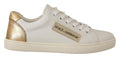 Dolce & Gabbana White Gold Leather Low-Top Sneakers
