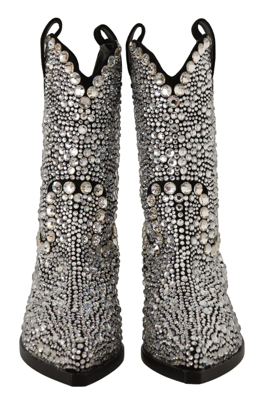 Dolce & Gabbana Black Suede Rhinestone Crystal Cowgirl Boots