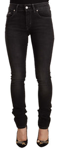 GF Ferre Schwarz gewaschene Skinny Jeans aus Baumwoll-Denim mit mittlerer Taille