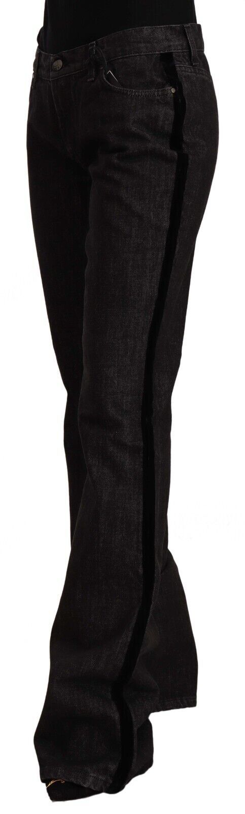 GF Ferre Schwarze Straight Boot Cut Jeans aus Baumwoll-Denim mit mittlerer Taille