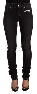 GF Ferre Schwarze gewaschene Slim Fit Jeans mit mittlerer Taille aus Baumwolle