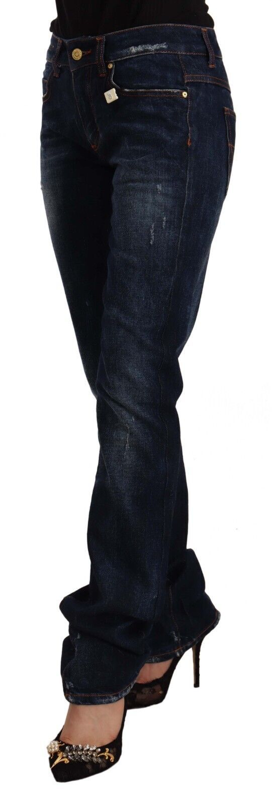 GF Ferre Dunkelblau gewaschene Straight Jeans aus Baumwoll-Denim mit mittlerer Taille